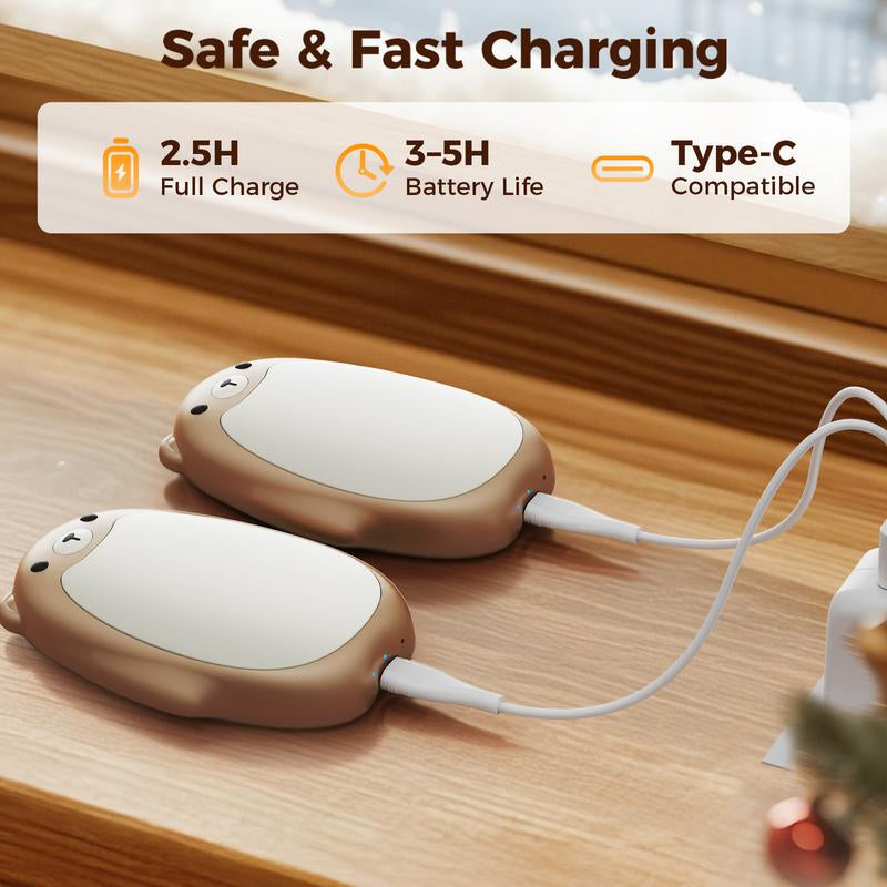 SWEETFULL Hand Warmers Rechargeable - Cute Bear Design, 2 Pack Magnetic Hot Hands, 3 Heat Levels, Portable for Outdoor & Camping, Ideal Christmas Gift-Tiktokshopfalldealsforyou